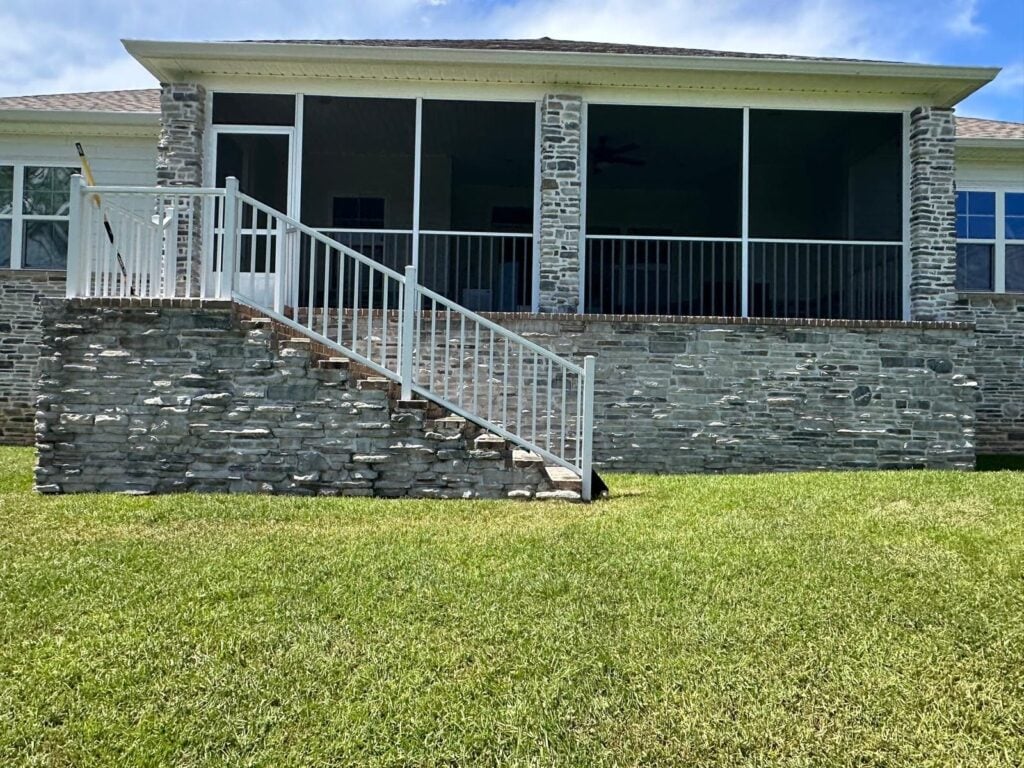 Custom aluminum railing installed by A Plus Patio & Screen